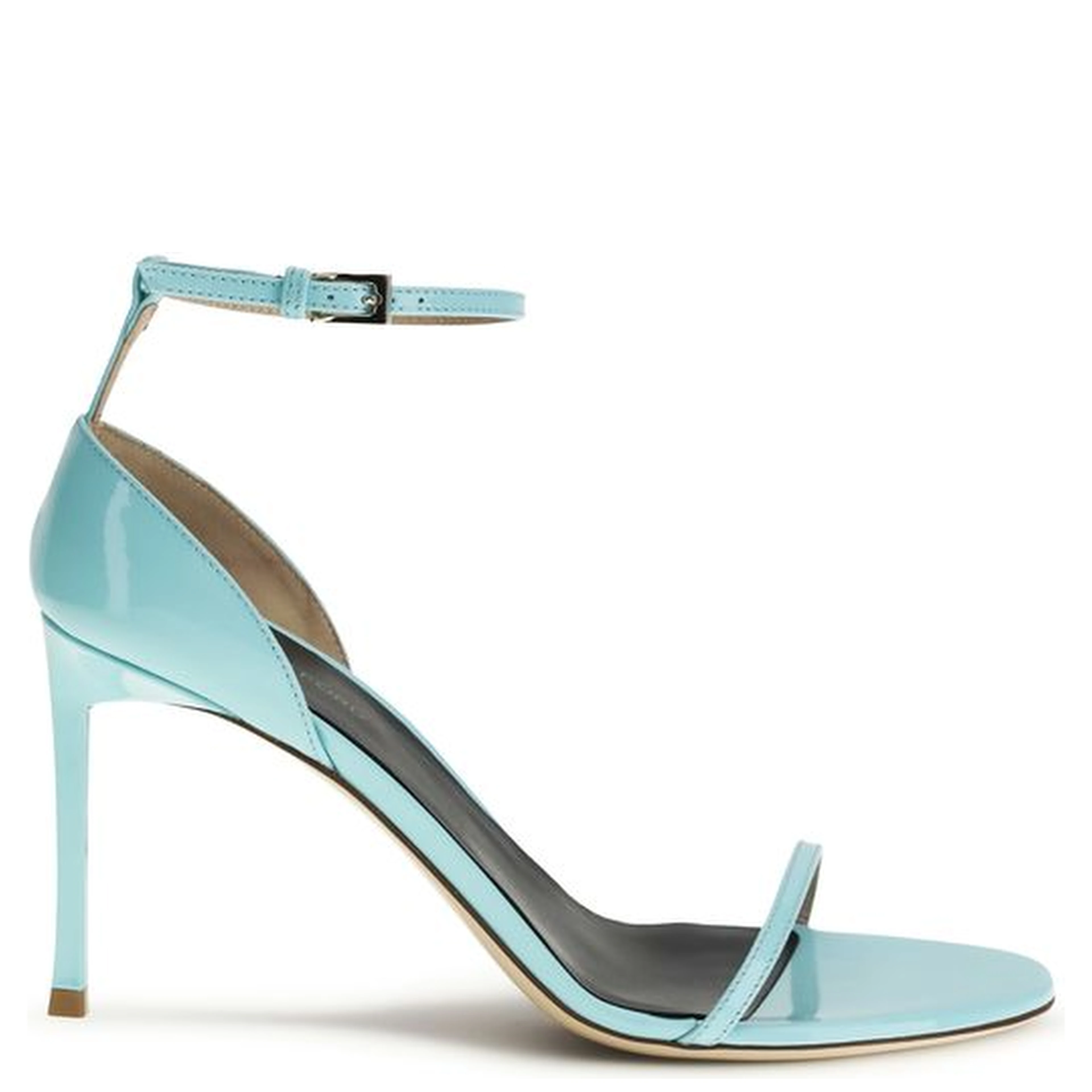 Blue Calf Leather Bos Taurus Stiletto Heel Sandals