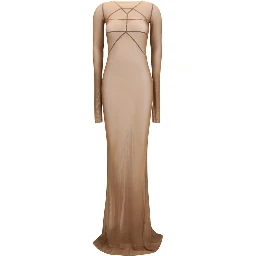 Brown Polyamide Casual Dress