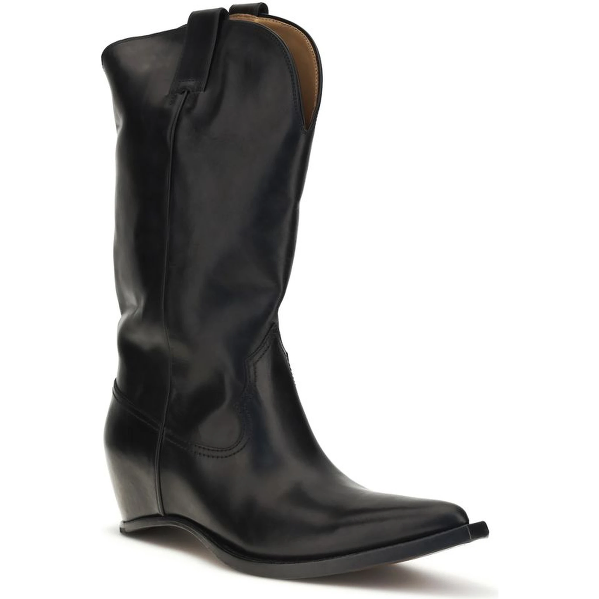 Black Calf Leather Bos Taurus Ankle Boots