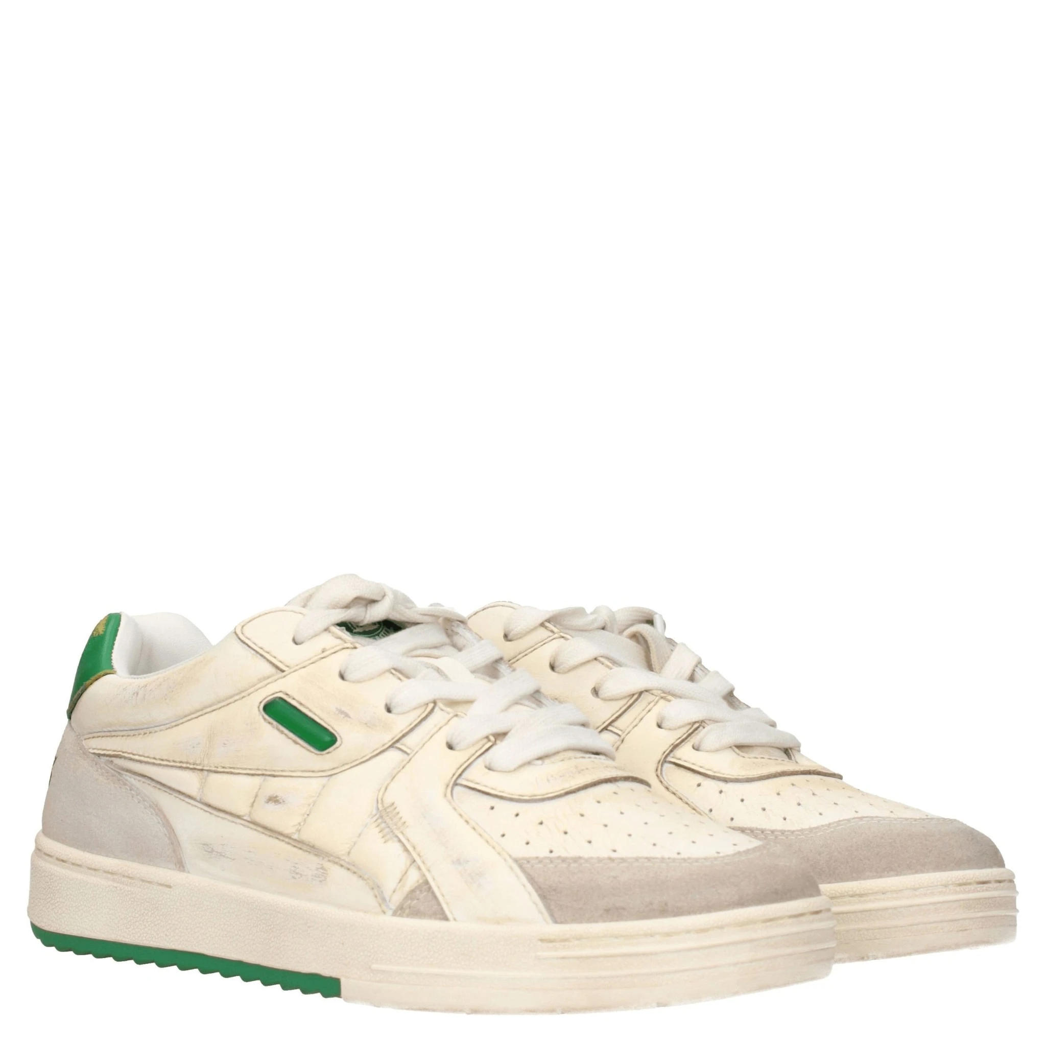 Beige Leather Low Top Sneakers