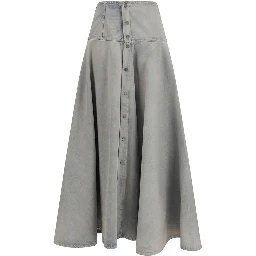 Blue Cotton Midi Skirt