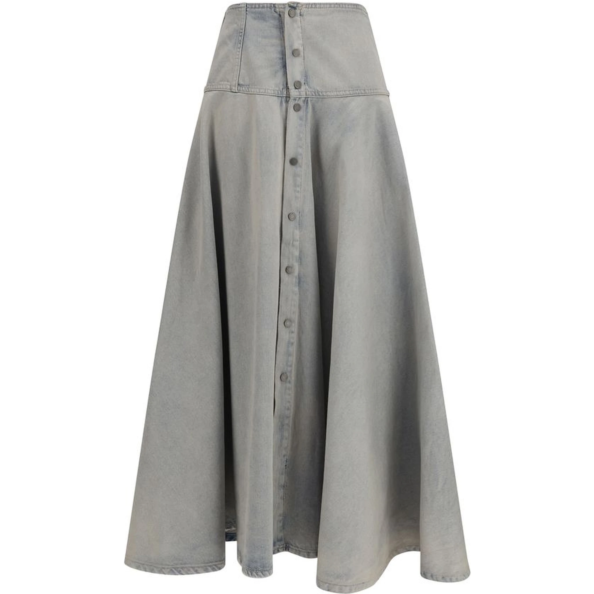 Blue Cotton Midi Skirt