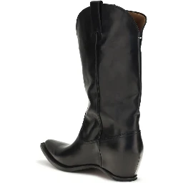 Black Calf Leather Bos Taurus Ankle Boots
