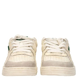 Beige Leather Low Top Sneakers