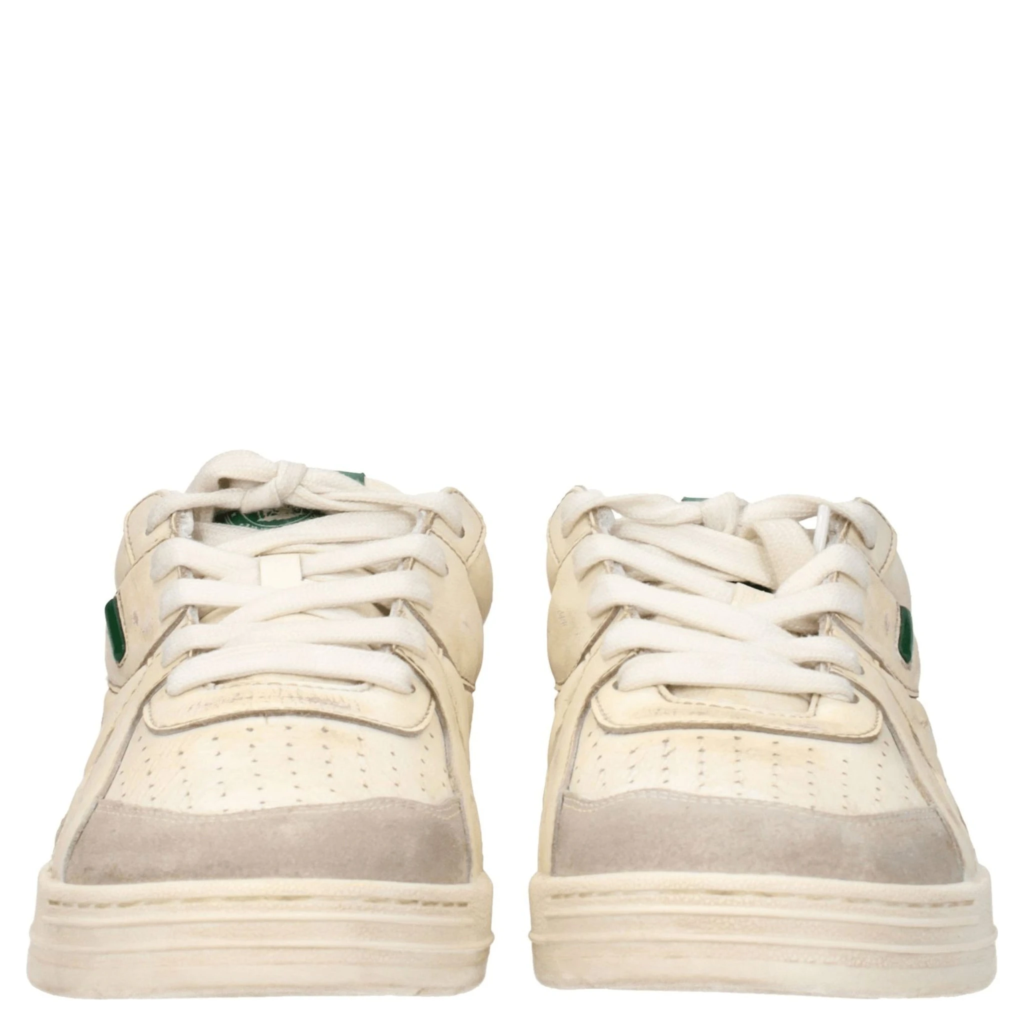 Beige Leather Low Top Sneakers
