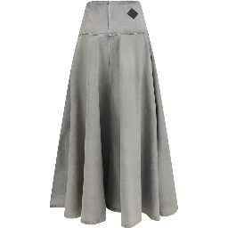 Blue Cotton Midi Skirt