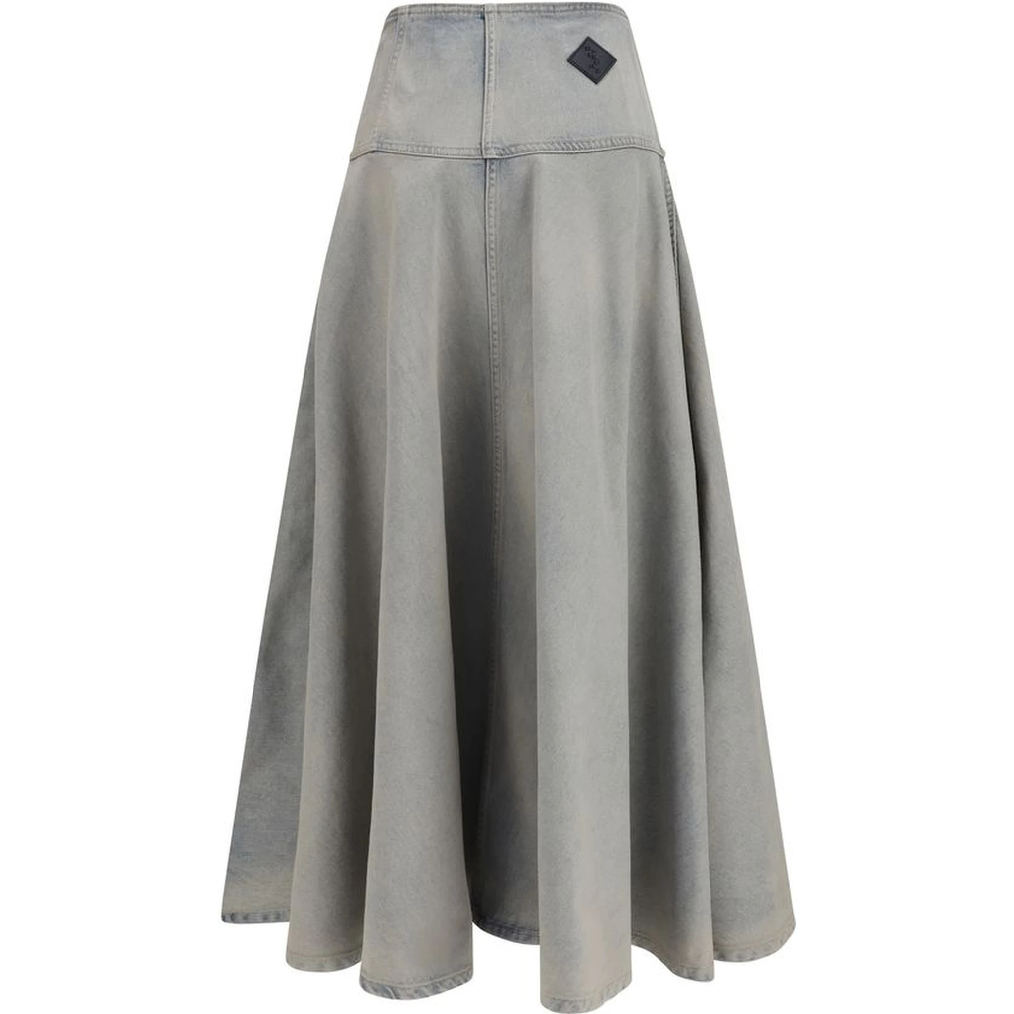 Blue Cotton Midi Skirt