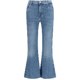 Blue Cotton Flared Jeans