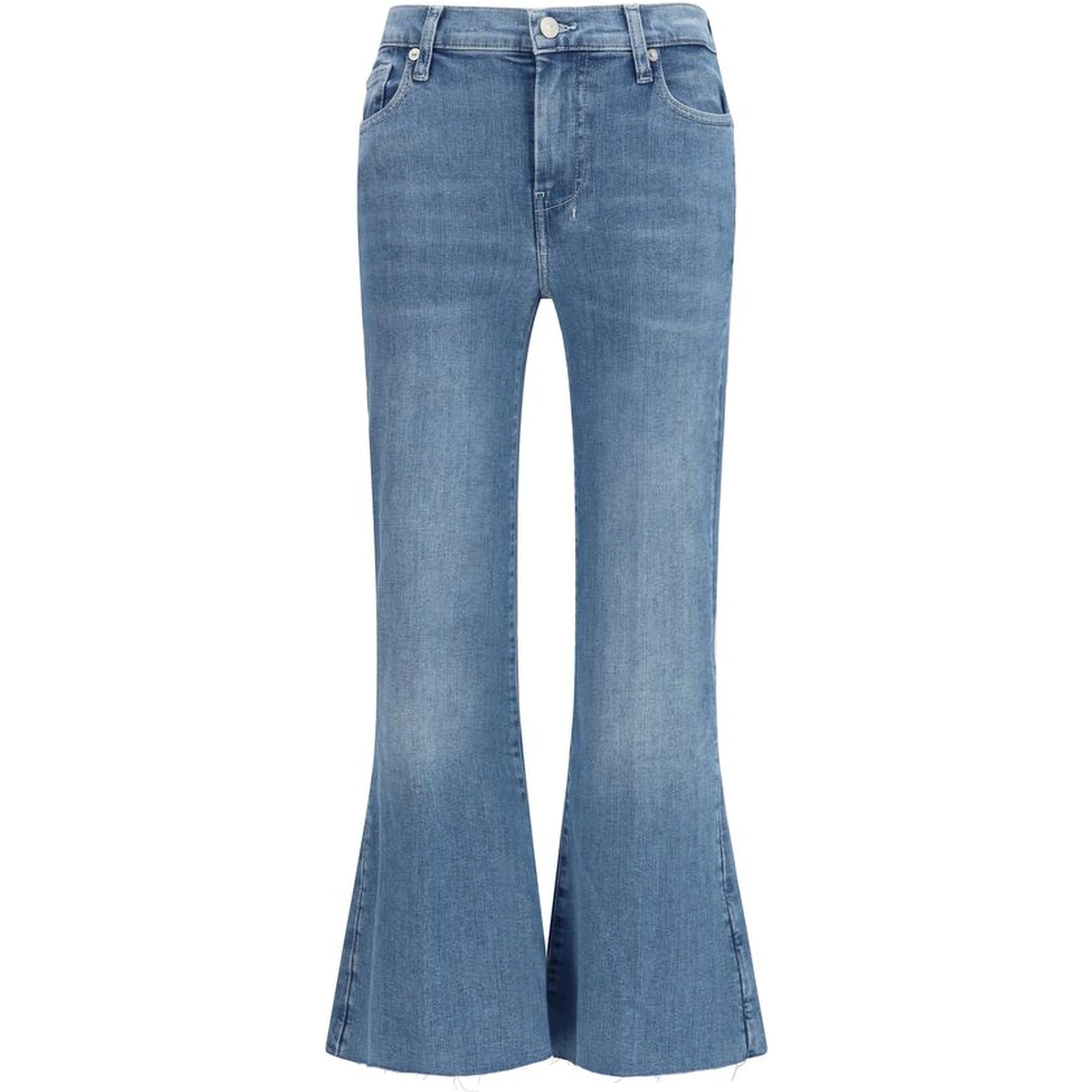 Blue Cotton Flared Jeans