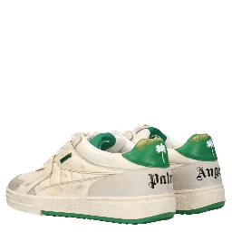 Beige Leather Low Top Sneakers