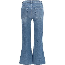 Blue Cotton Flared Jeans
