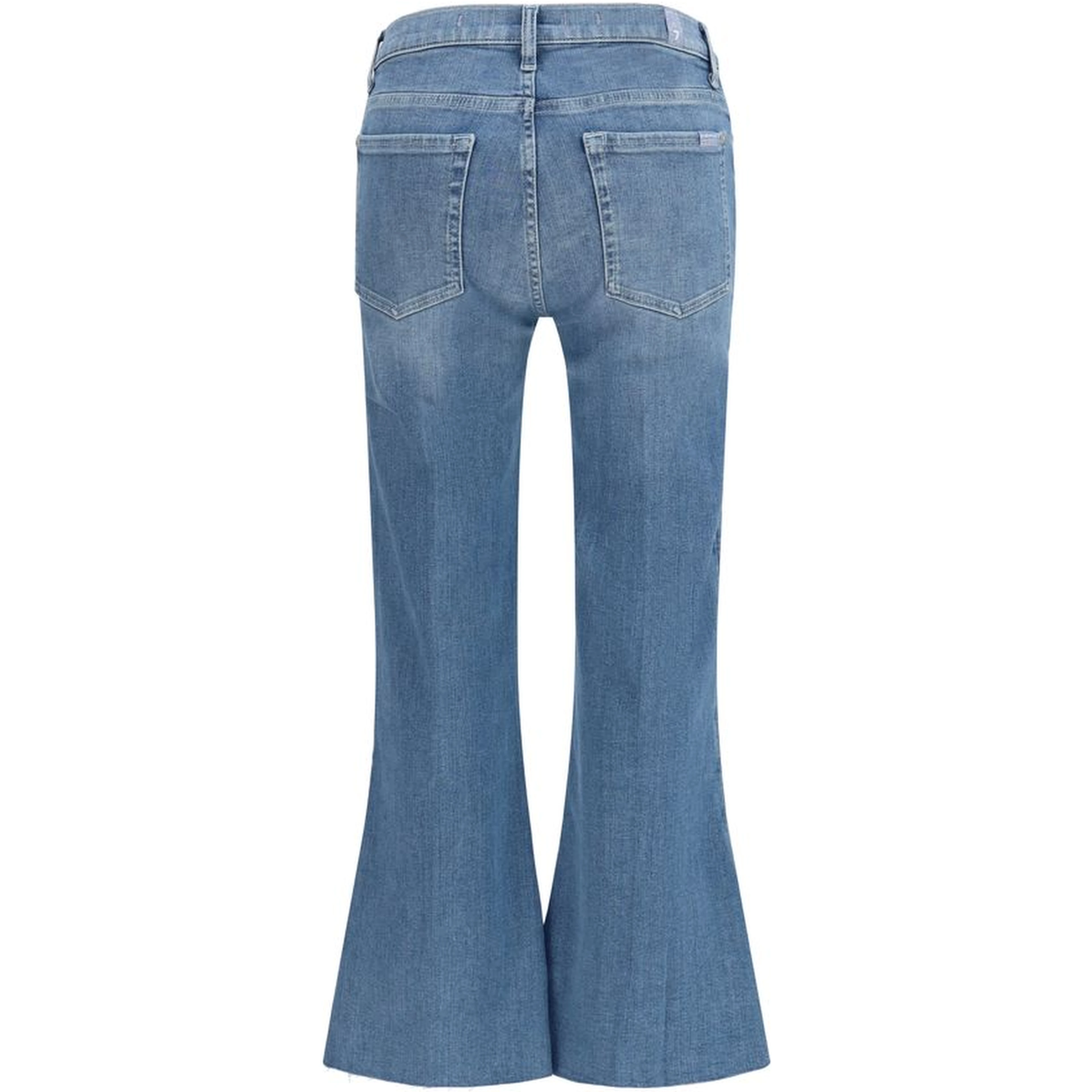 Blue Cotton Flared Jeans