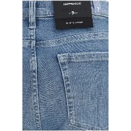 Blue Cotton Flared Jeans