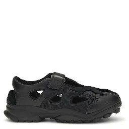 Black Calf Leather Bos Taurus Flat Sandals