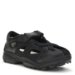 Black Calf Leather Bos Taurus Flat Sandals