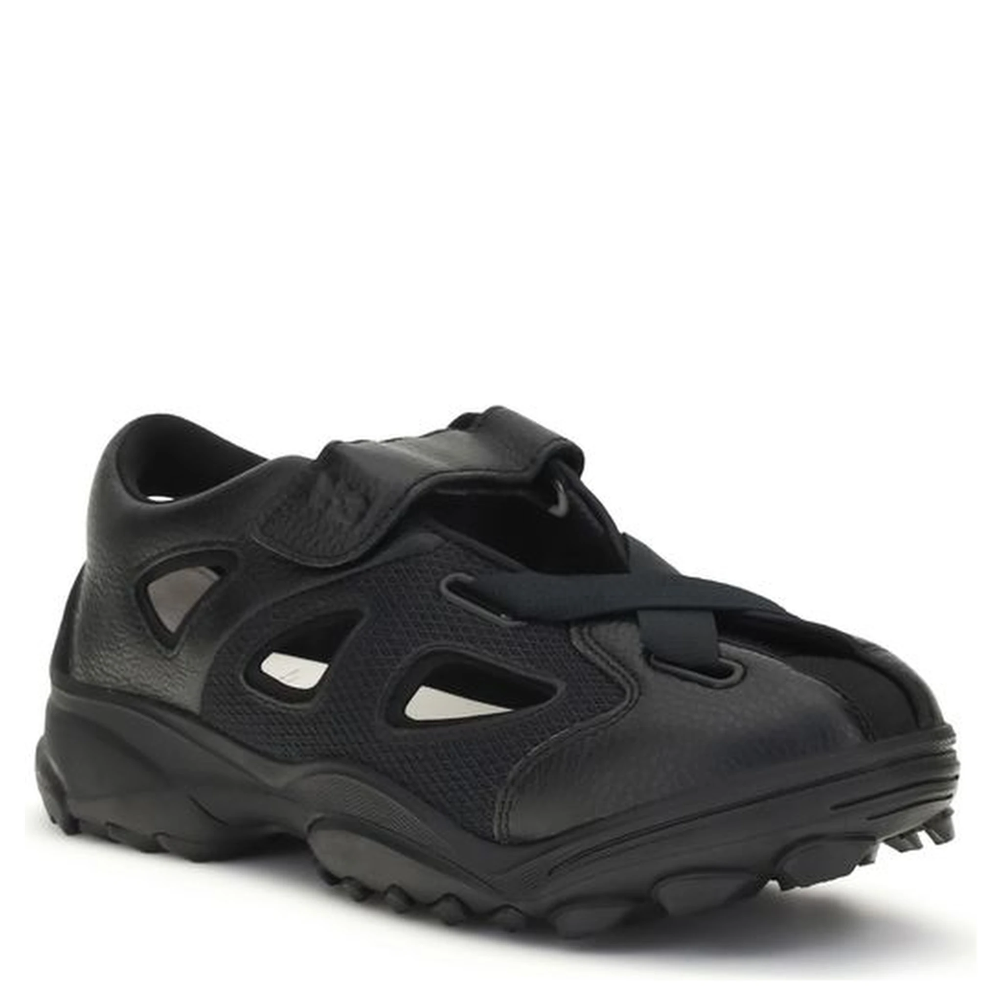 Black Calf Leather Bos Taurus Flat Sandals