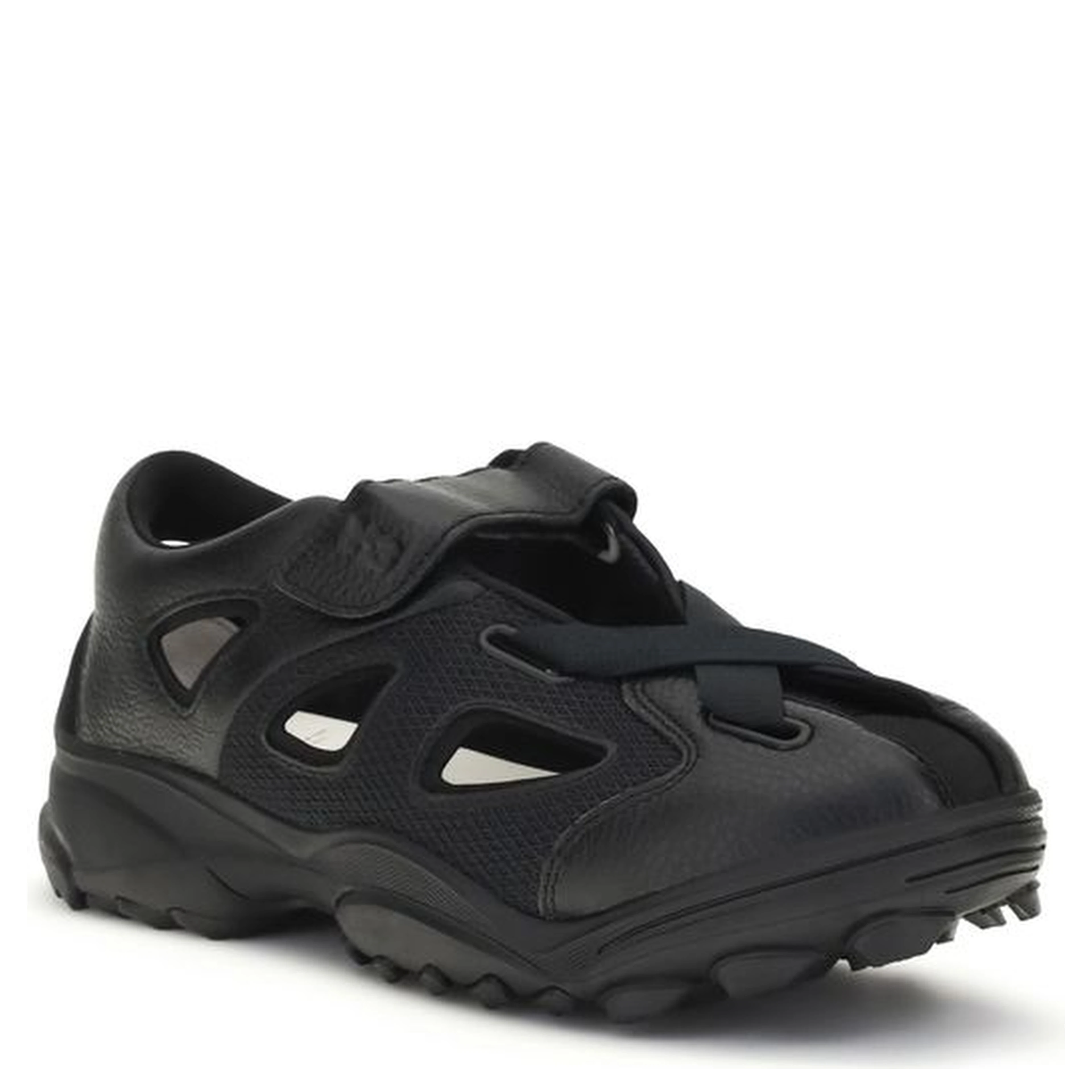 Black Calf Leather Bos Taurus Flat Sandals