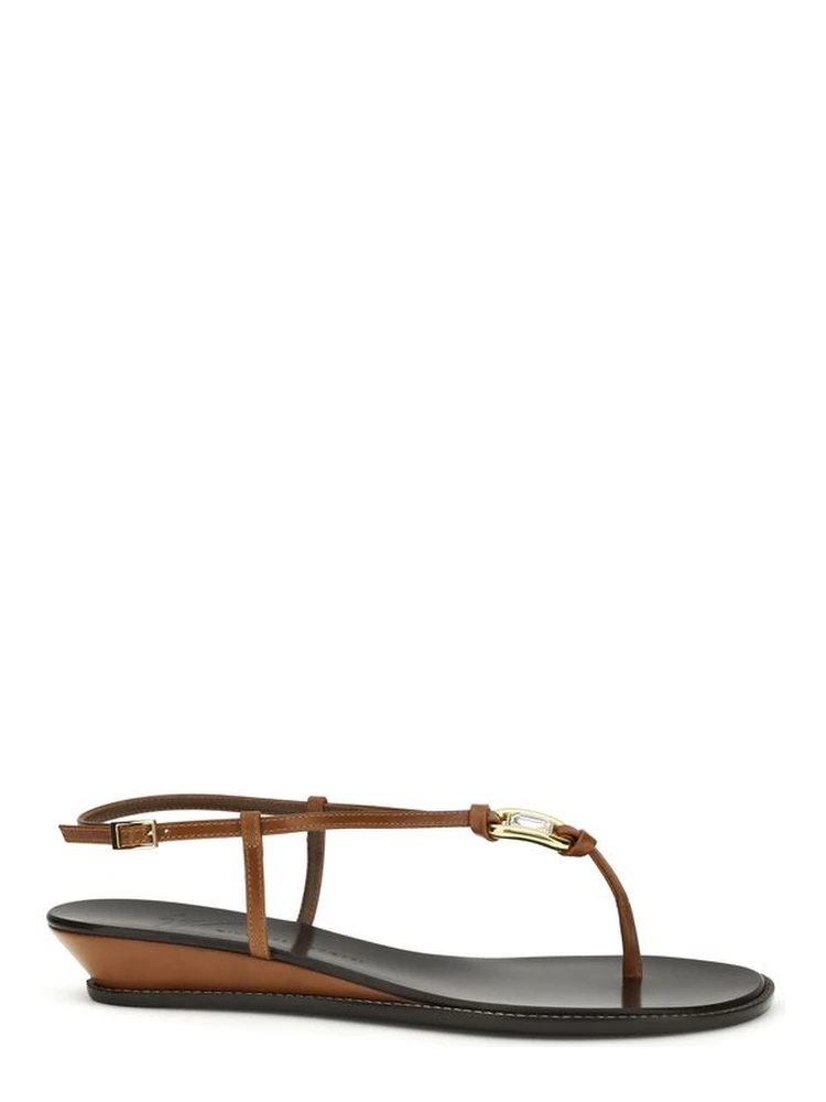 Brown Calf Leather Bos Taurus Wedge Sandals
