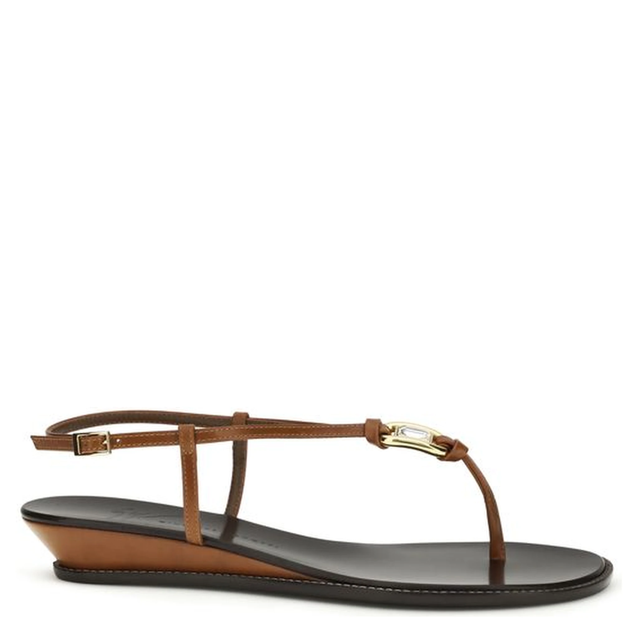 Brown Calf Leather Bos Taurus Wedge Sandals