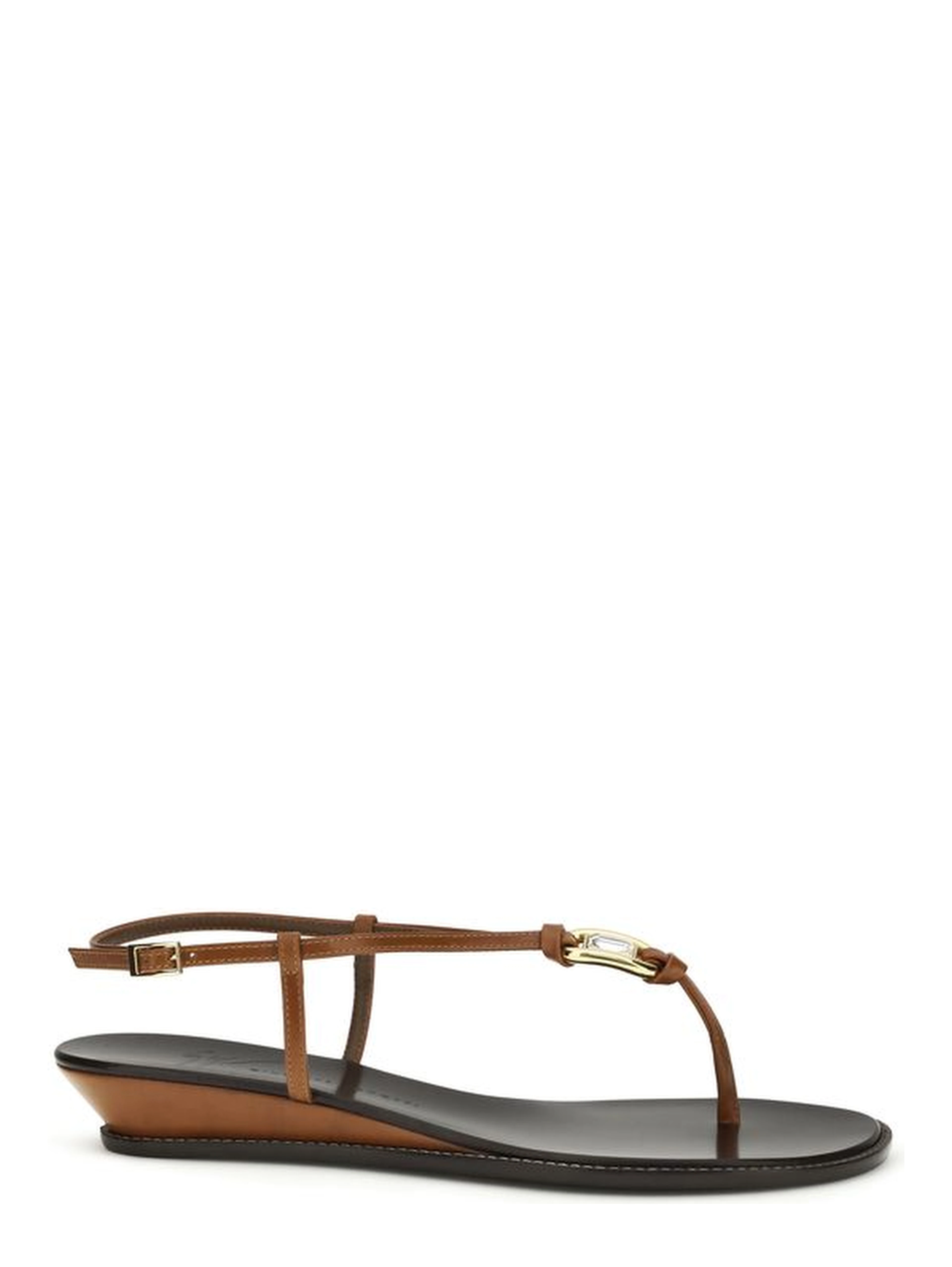Brown Calf Leather Bos Taurus Wedge Sandals