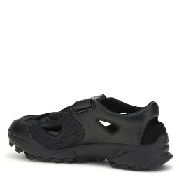 Black Calf Leather Bos Taurus Flat Sandals