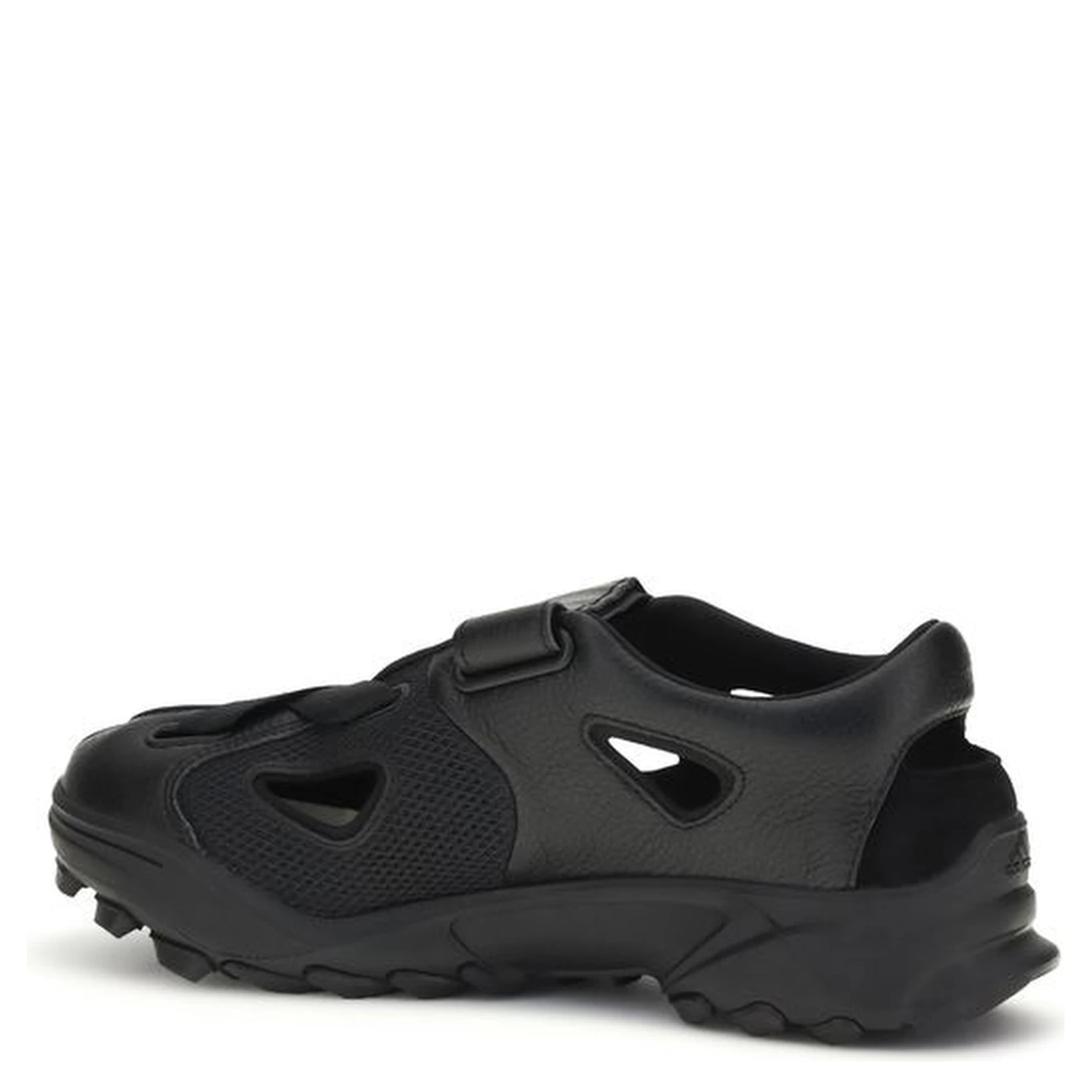Black Calf Leather Bos Taurus Flat Sandals