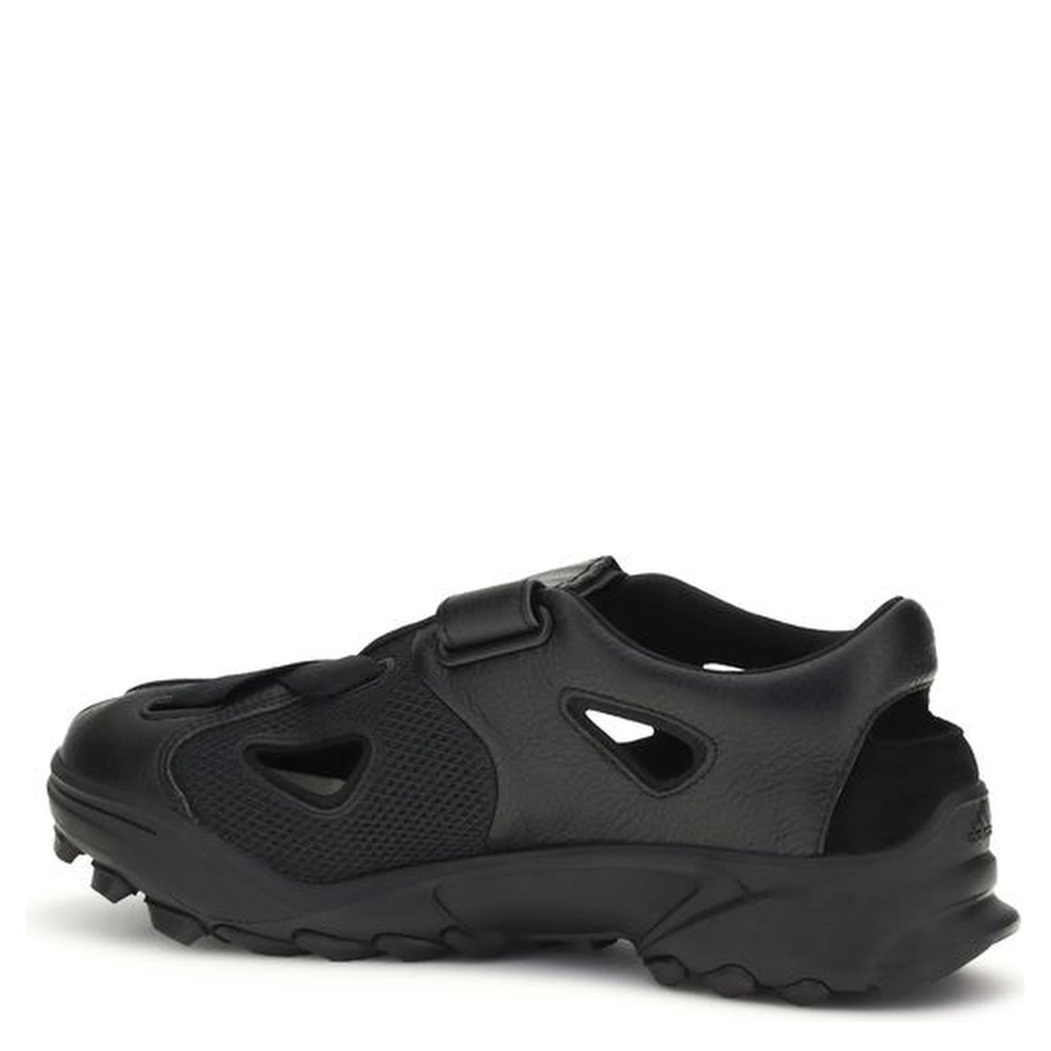 Black Calf Leather Bos Taurus Flat Sandals