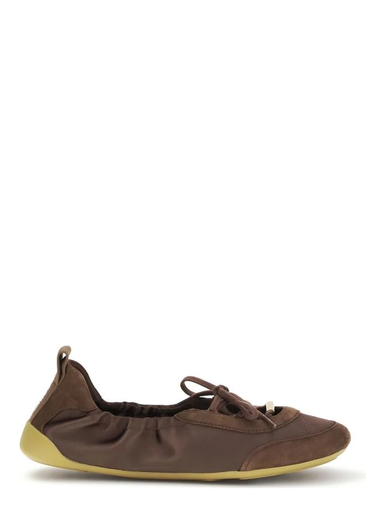 Brown Polyester Ballet Flats