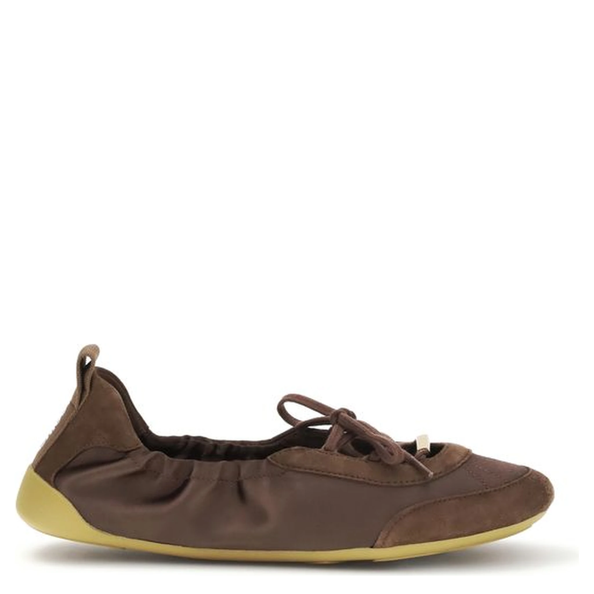 Brown Polyester Ballet Flats