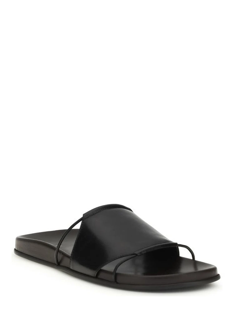Black Calf Leather Bos Taurus Flat Sandals alternative