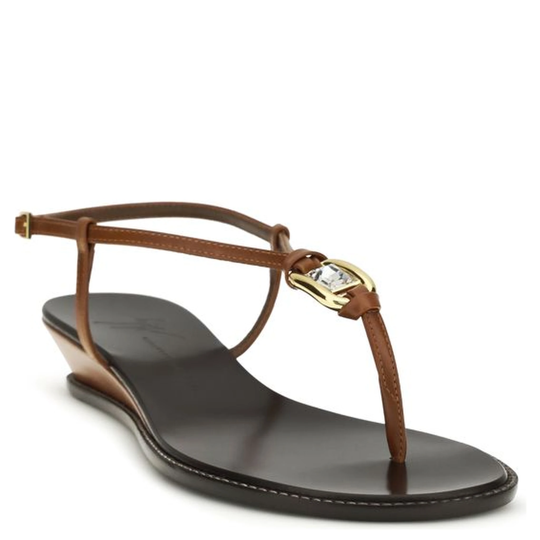 Brown Calf Leather Bos Taurus Wedge Sandals