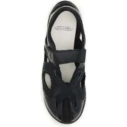 Black Calf Leather Bos Taurus Flat Sandals