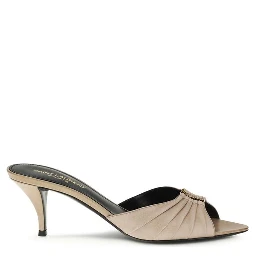 Beige Calf Leather Bos Taurus Mules