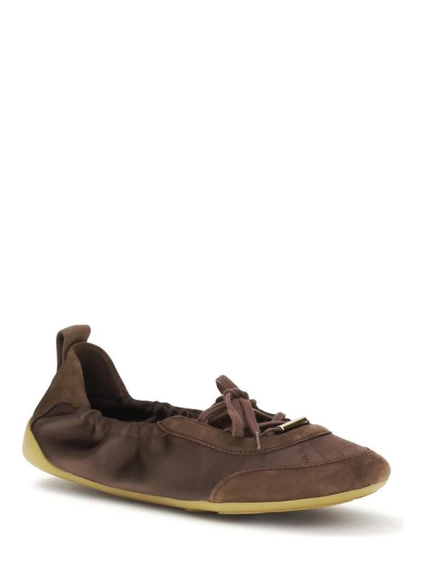 Brown Polyester Ballet Flats