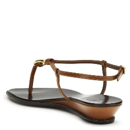 Brown Calf Leather Bos Taurus Wedge Sandals