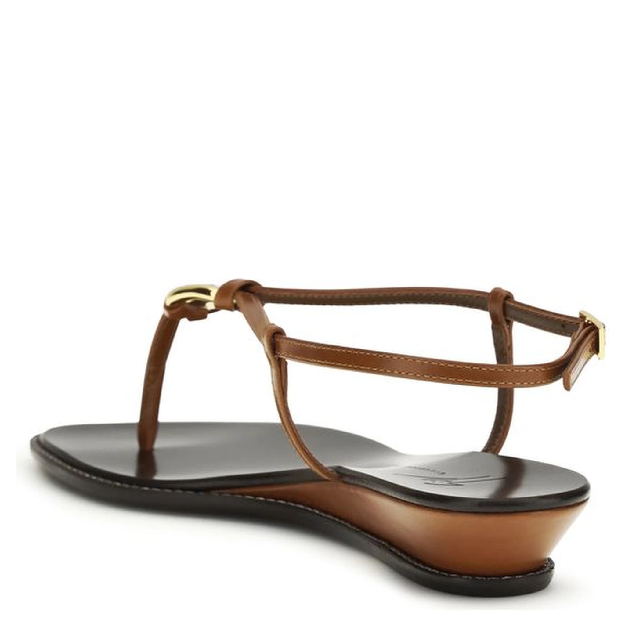 Brown Calf Leather Bos Taurus Wedge Sandals