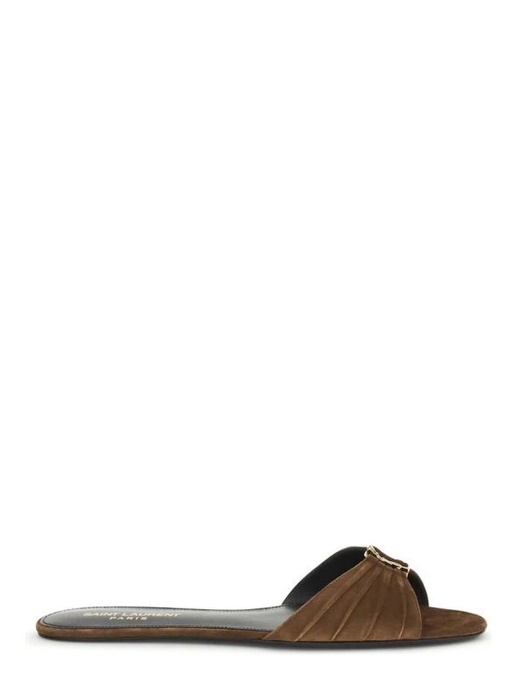 Brown Calf Leather Bos Taurus Flat Sandals