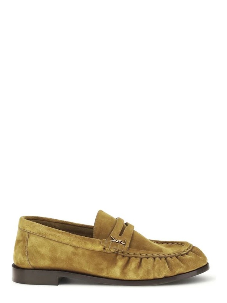 Beige Calf Leather Bos Taurus Slip-On Loafers
