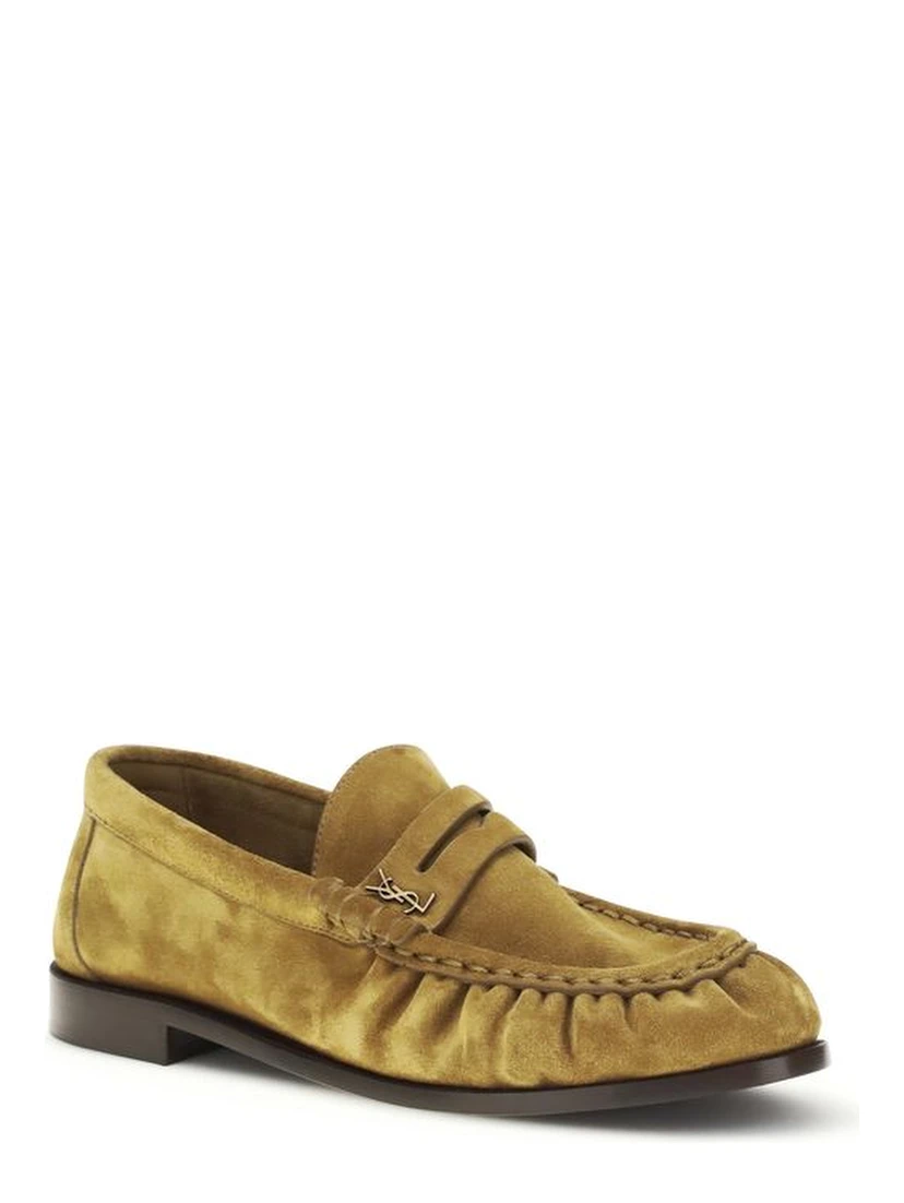 Beige Calf Leather Bos Taurus Slip-On Loafers