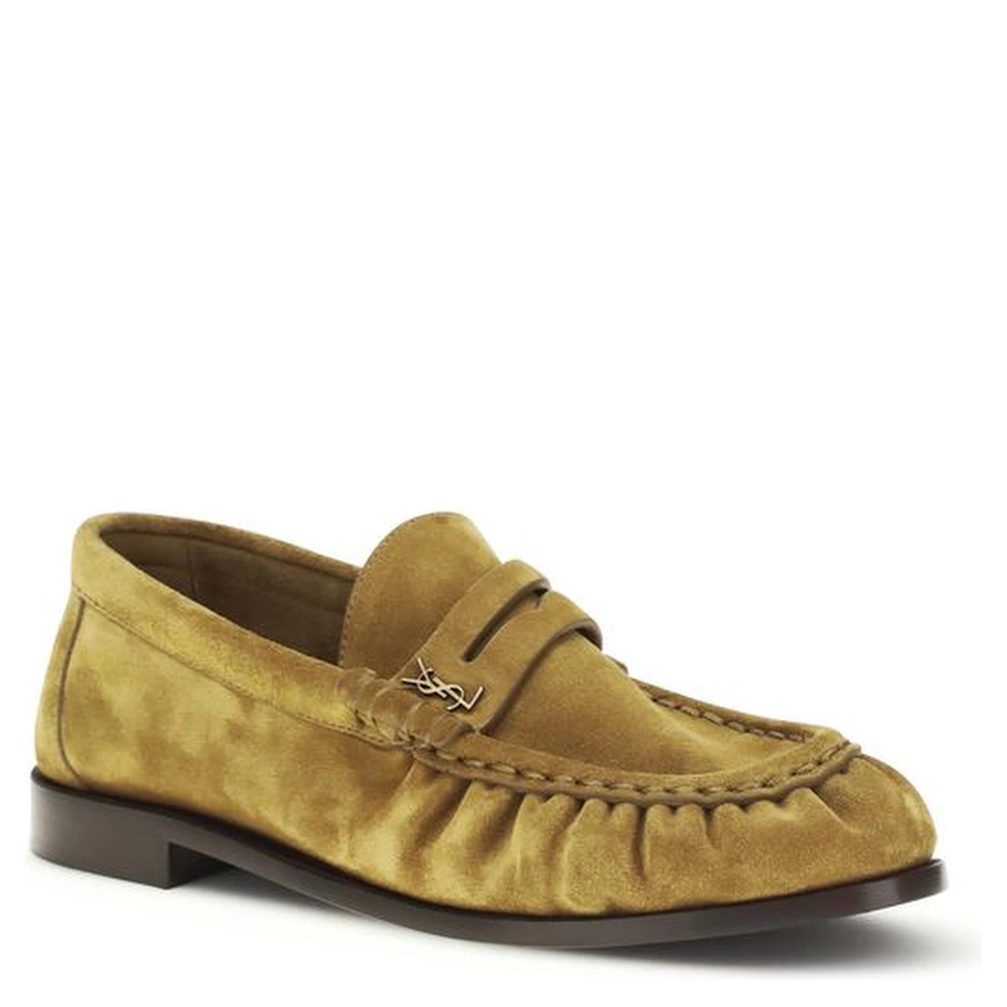 Beige Calf Leather Bos Taurus Slip-On Loafers