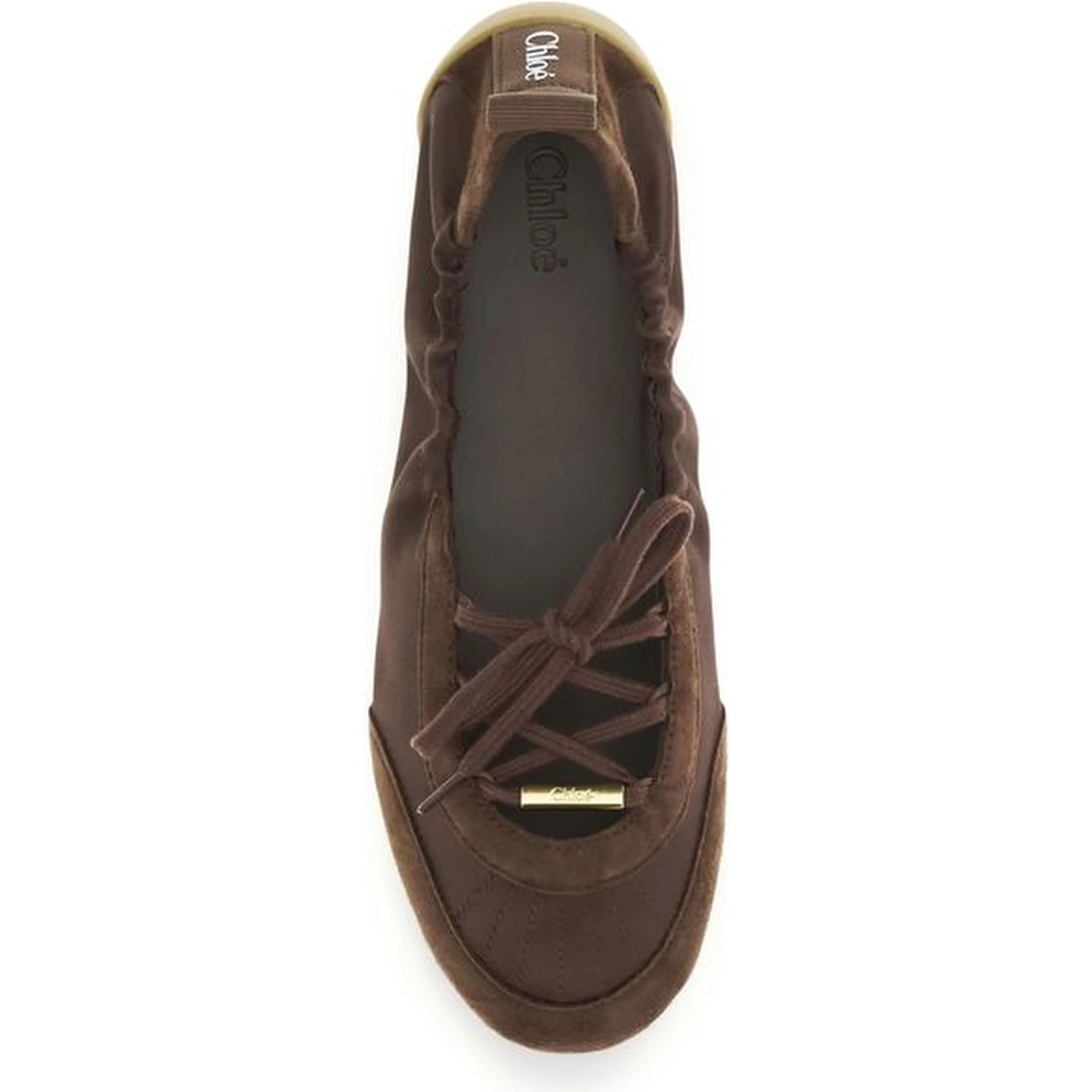 Brown Polyester Ballet Flats