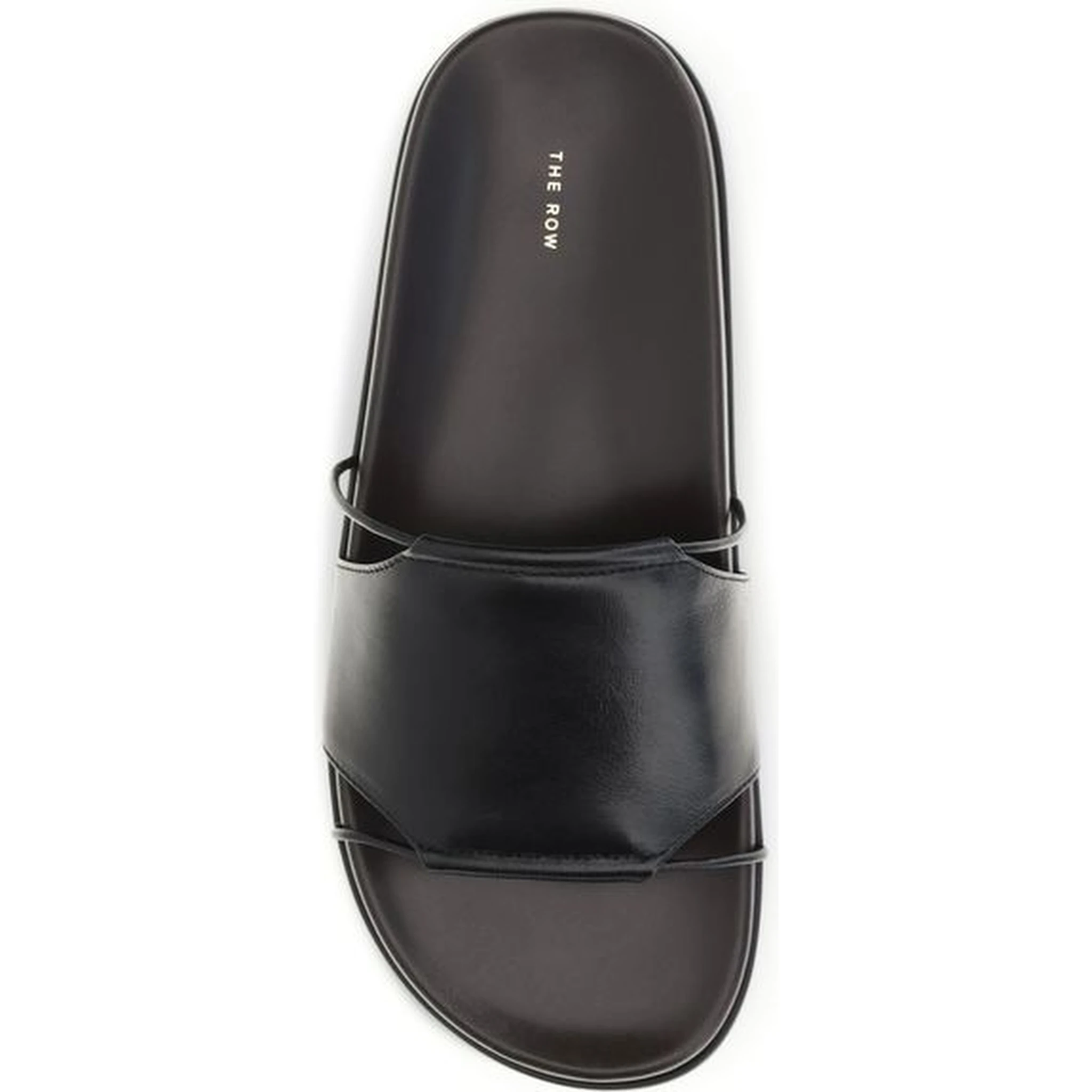 Black Calf Leather Bos Taurus Flat Sandals
