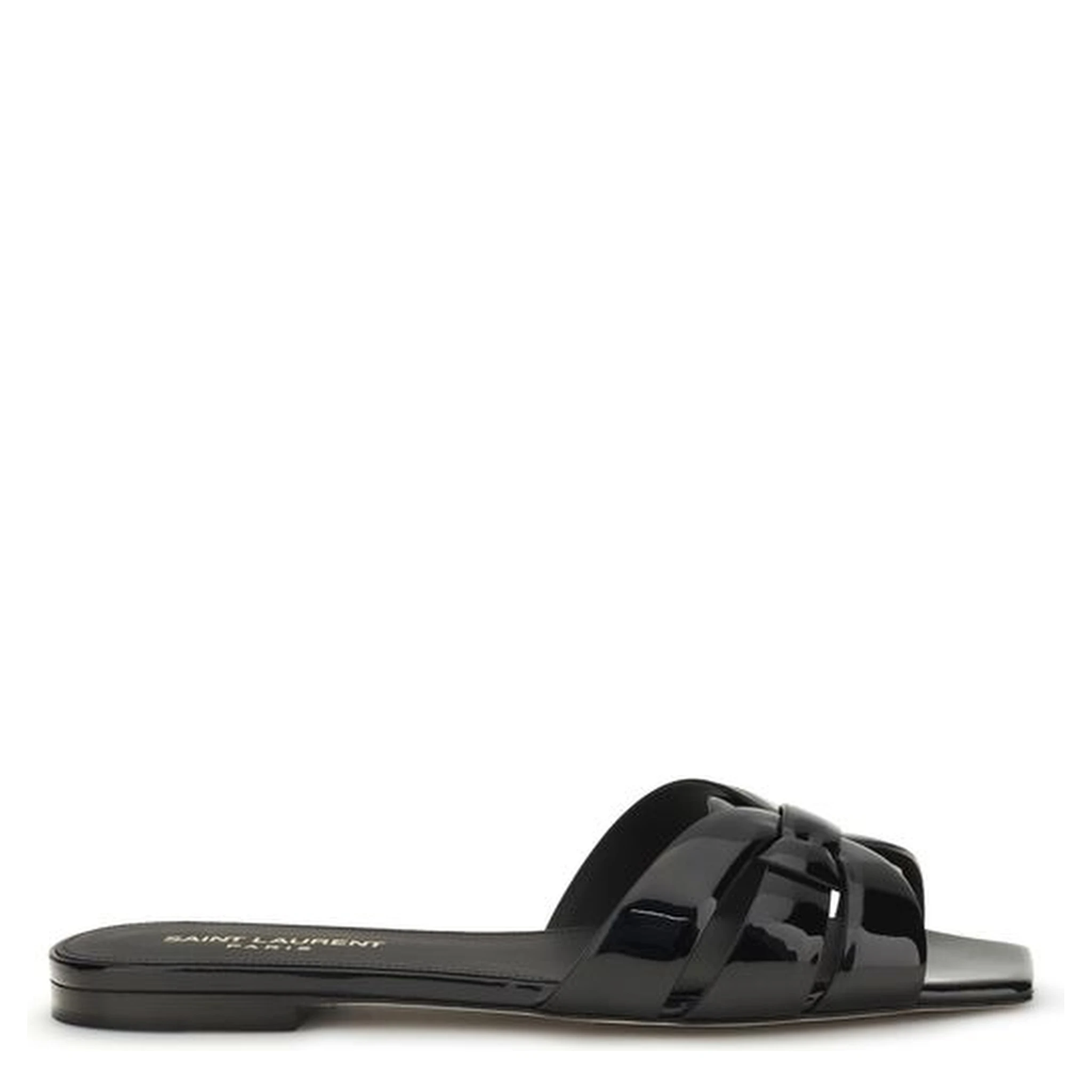 Black Calf Leather Bos Taurus Flat Sandals