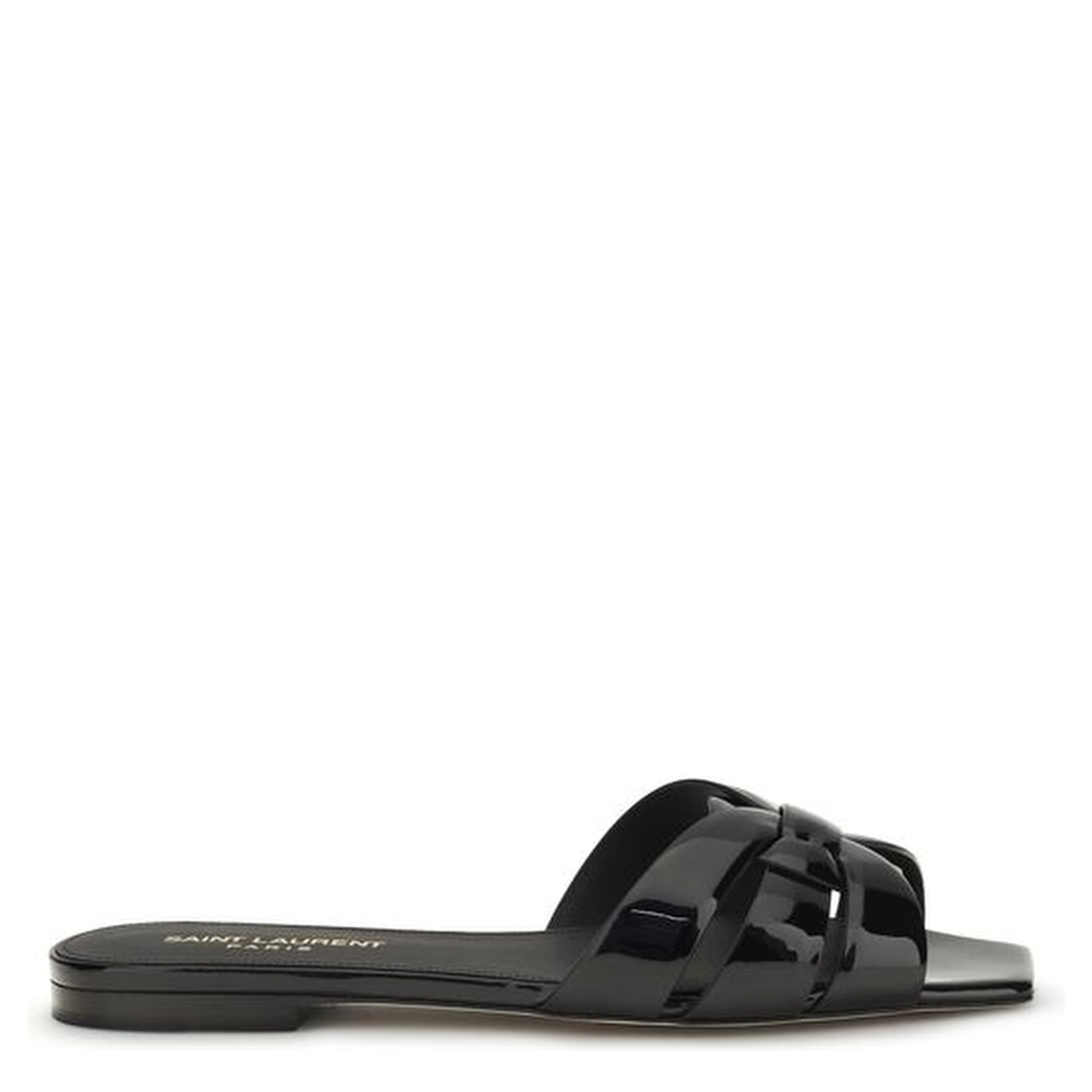Black Calf Leather Bos Taurus Flat Sandals