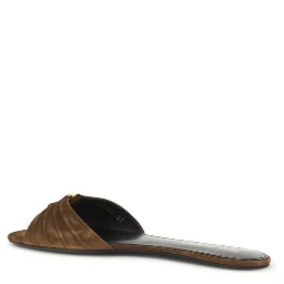 Brown Calf Leather Bos Taurus Flat Sandals