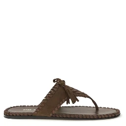 Brown Calf Leather Bos Taurus Flat Sandals