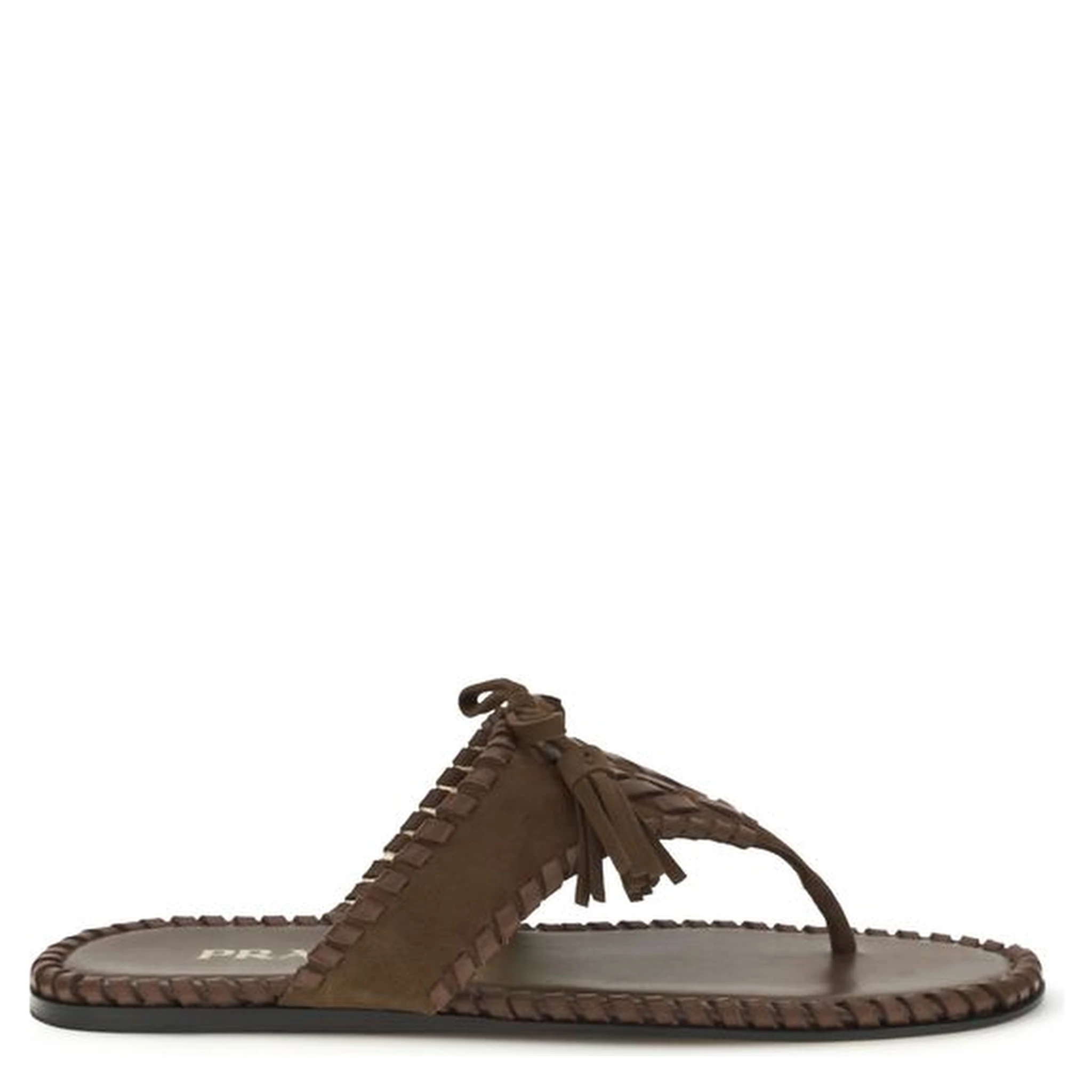Brown Calf Leather Bos Taurus Flat Sandals