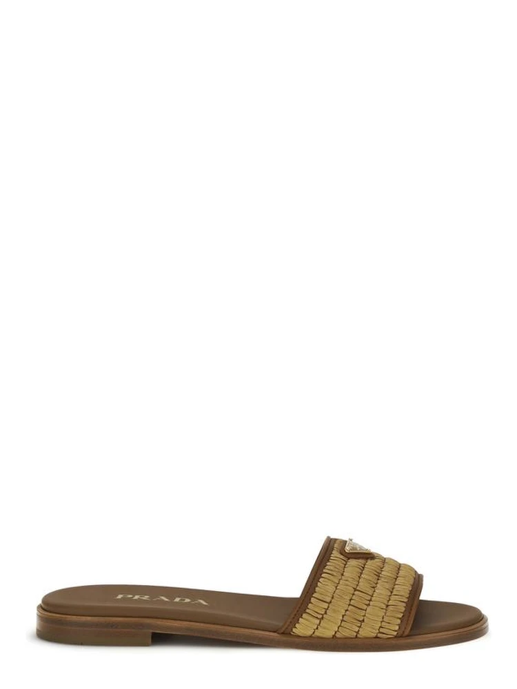 Brown Raffia Slippers