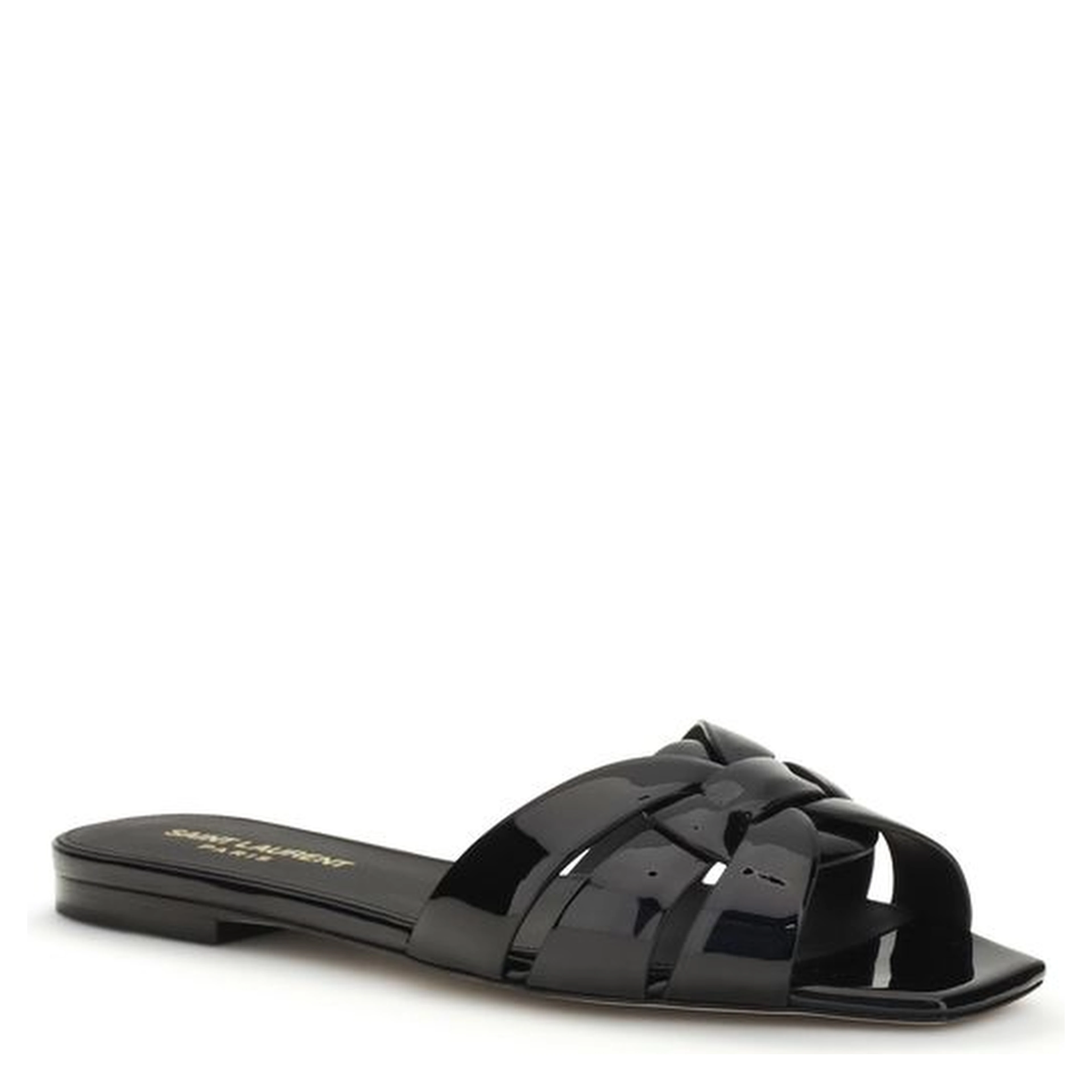 Black Calf Leather Bos Taurus Flat Sandals