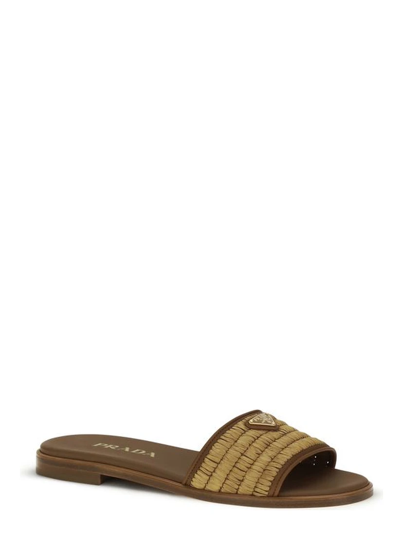 Brown Raffia Slippers